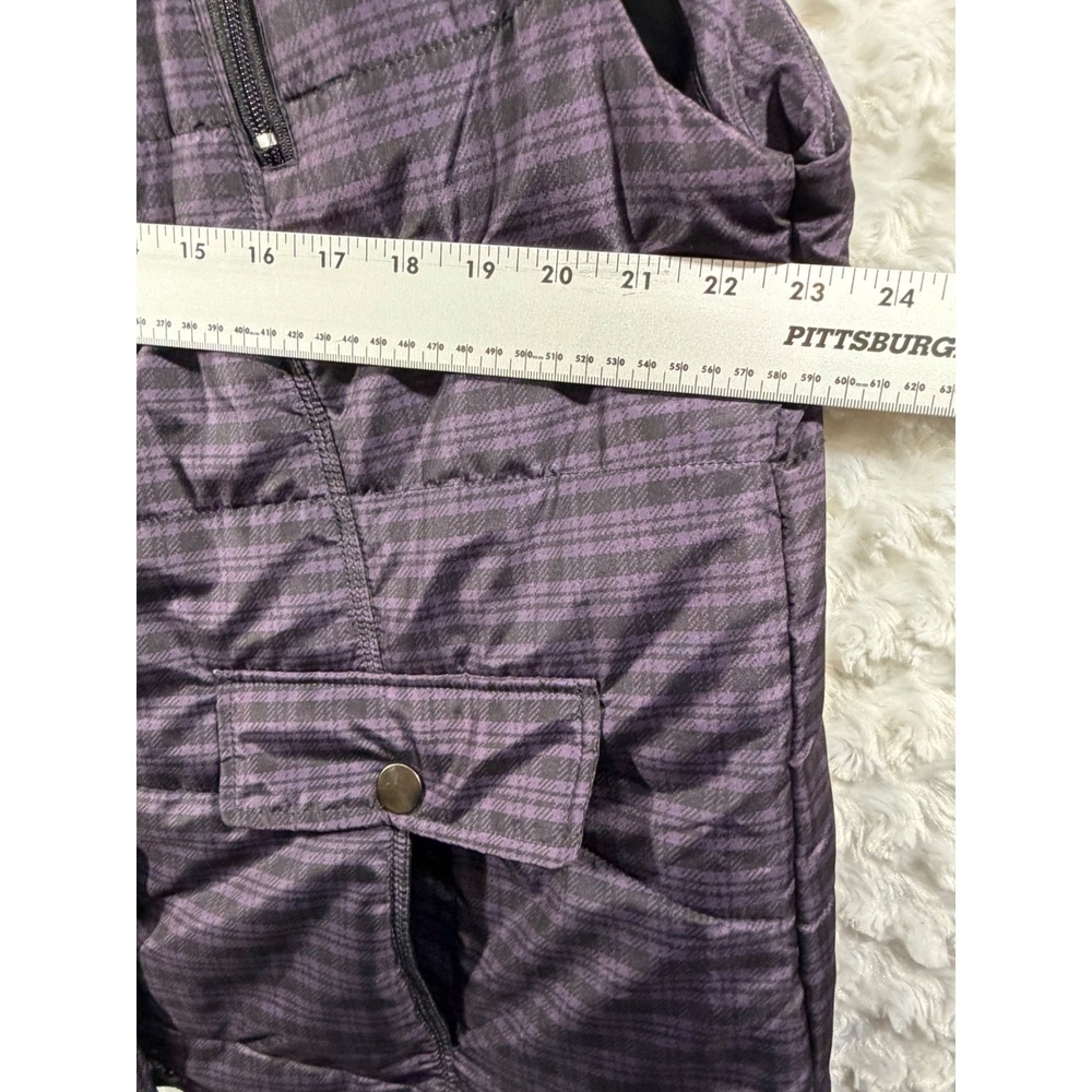 Avenue Womens Purple Plaid Puffer Vest Quilted Full Zip Snap Pocket Plus 18/20 - Picture 5 of 9